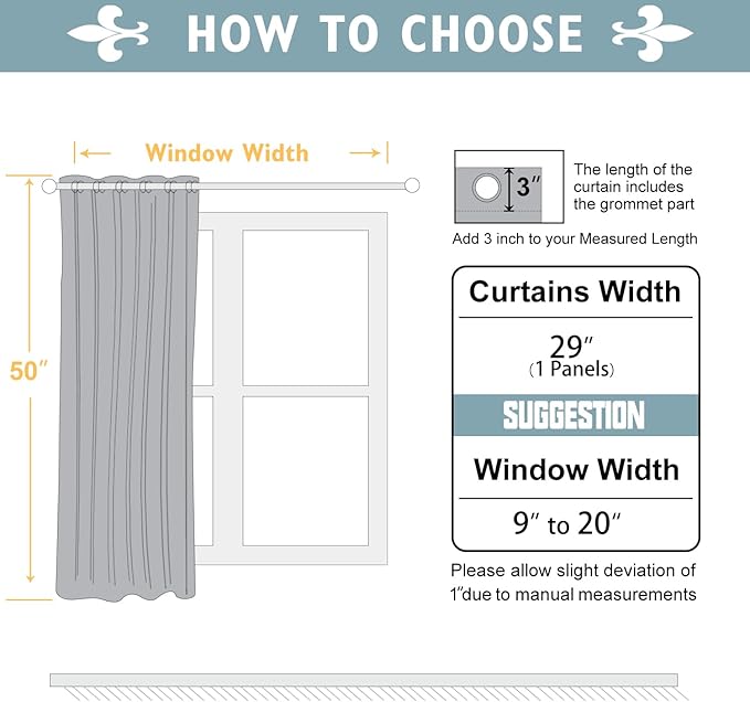 ChrisDowa Small Window Curtains 50 inches Long for Bedroom - Grommet Short Thermal Insulated Room Darkening Curtains for Kitchen (1 Panel, Burgundy, 29 x 50 Inch)