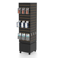 16”W * 16”D * 60”H Black Slatwall Tower - Rotating and Rolling - Slatwall Display Tower - Rotating Spinner Rack for Store Fixtures and Display Retail - Boutique, Home