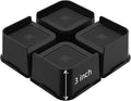 Bed Risers, Oversized Furniture Risers, 3 inch Raise Blocks for Bed Couch Desk Sofa Table Lifts, Furniture Legs Lifters Support up to 6000 Lbs (Black, 4 Pack Set)