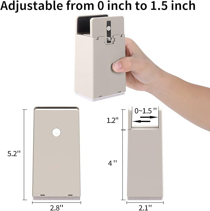 Bed Risers with Adjustable Screw Clamp, Fits Thickness of Furniture Frame from 0 to 1.5 Inch, Elevation in Heights 4" Heavy Duty Risers for Table Cabinet Dresser Support up to 5000lbs (4Pack, Beige)