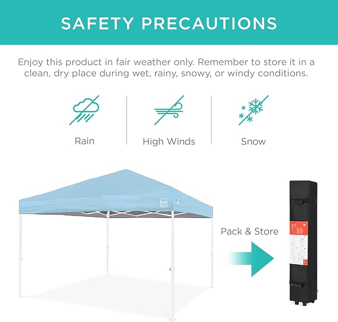 Best Choice Products 10x10ft 1-Person Setup Pop Up Canopy Tent Instant Portable Shelter w/ 1-Button Push, Case, 4 Weight Bags - French Blue/White