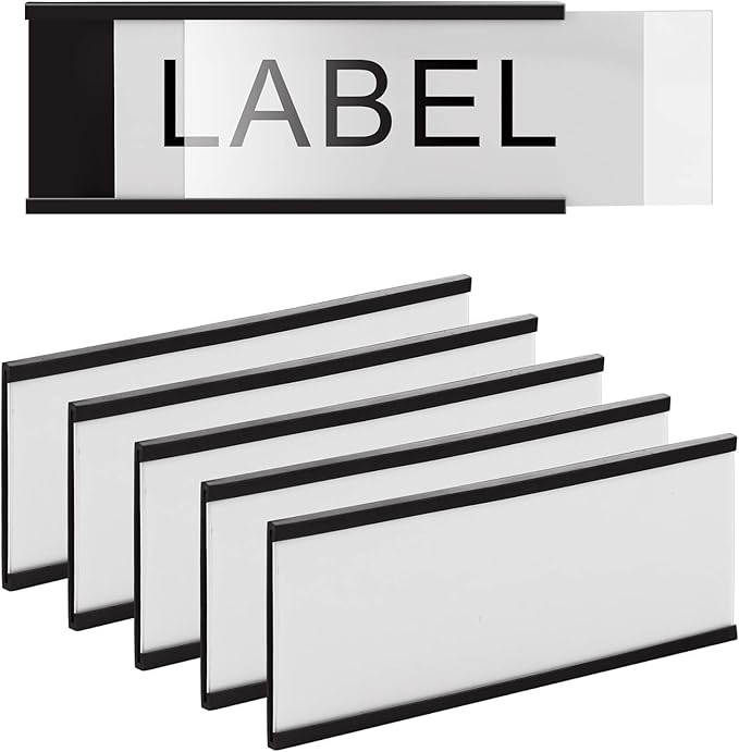 LLPT Magnetic Label Holder 4" x 2" 50 Packs C Channel 300g White Paper Cards Protective Film Strong Removable for Shelf White Board Toolbox Metal Wall Cabinet Drawer(MH4250)