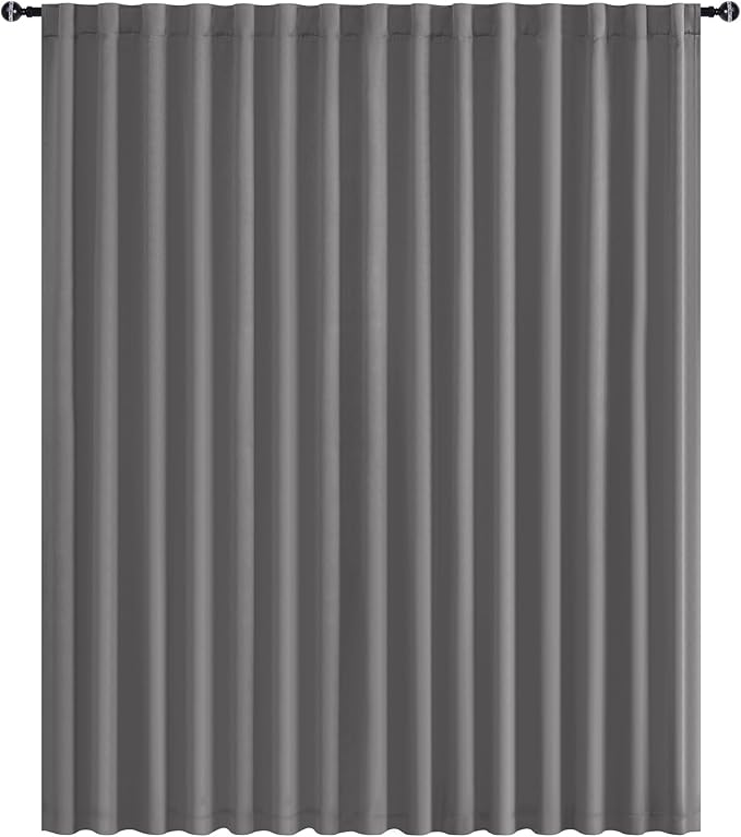 Hiasan Privacy Room Divider Patio Sliding Door Curtain Extra Wide Blackout Thermal Insulated Curtains with Back Tab & Rod Pocket for Bedroom Partition Living Room (120 x 108 Inches, Light Grey)