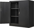Metal Storage Cabinet, 36" H Locking Storage Cabinet with 2 Adjustable Shelves, Metal Cabinets for Garage, Home, Office, Utility Room-Black