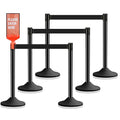 6 Pack Crowd Control Barriers Stanchions with 10 ft Retractable Belts - Heavy-Duty Base Stanchions for Queue Management in Airports, Theaters, Hotels, and Retail Stores(Black, 6 Pack)