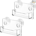 Window Mount Business Card Holder with Suction Cups Acrylic Single Pocket Organizer Clear Card Holder Acrylic Display Storage for Home Office