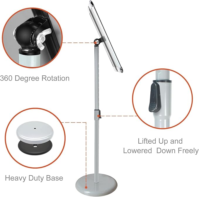 Sign Stand-Adjustable Pedestal Sign Holder Stand, Poster Stands Aluminum Snap Open Frame for 8.5X11 Inches with Heavy Round Base, Both Vertical and Horizontal Displayed (8.5x11in Silver-2Pack)