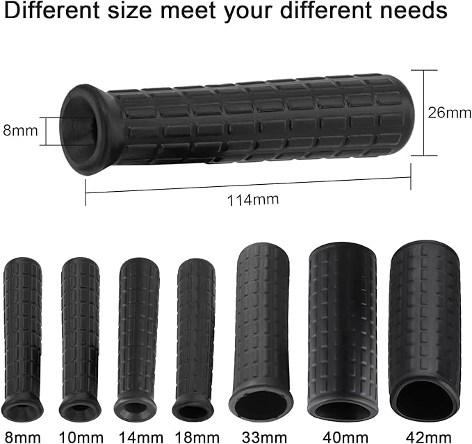 Rubber Handles for Wheelbarrow, 8-42mm Inner Diameter Wheelbarrow Handles Fit Most Wheelbarrows, Wheelbarrow Handle Grips Replacement(114 x 8mm)