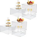 6Pcs Clear Buffet Risers Acrylic Boxes Display Risers Food Risers for Buffet Table Display Riser for Platter Parties Weddings Catering Dessert Collectibles Figures Show ( 6''x7''x8'')