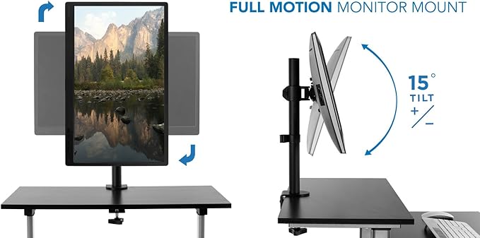 Mount-It! Mobile Computer Cart with Monitor Mount for Screen up to 32", Portable Desk on Wheels, Rolling Laptop Stand Teachers, Office, Classroom, Rise up to 53", Projector, Podium, Keyboard Tray