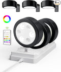EZVALO Picture Lights for Wall, Rechargeable Battery Magnetic Poster Lights with 3 Color Temps & 12 RGB, Remote Dimmable Timer Light, Wall Decor Light for Art Display (6 Pack with Charging Station)