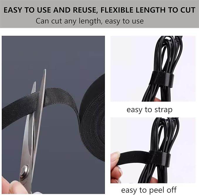 27 Yards x 1Inch Reusable Cable Ties - BSELEYY Adjustable Cord Straps Cable Management Tape Cord Organization Straps Hook Loop Tape Cord Wrap for Home,Office, Wire Bundling