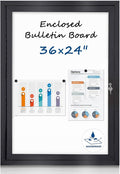 Outdoor Bulletin Board 36x24 in, Weatherproof Enclosed Bulletin Board with Locking Door, Magnetic Whiteboard, Black Aluminum