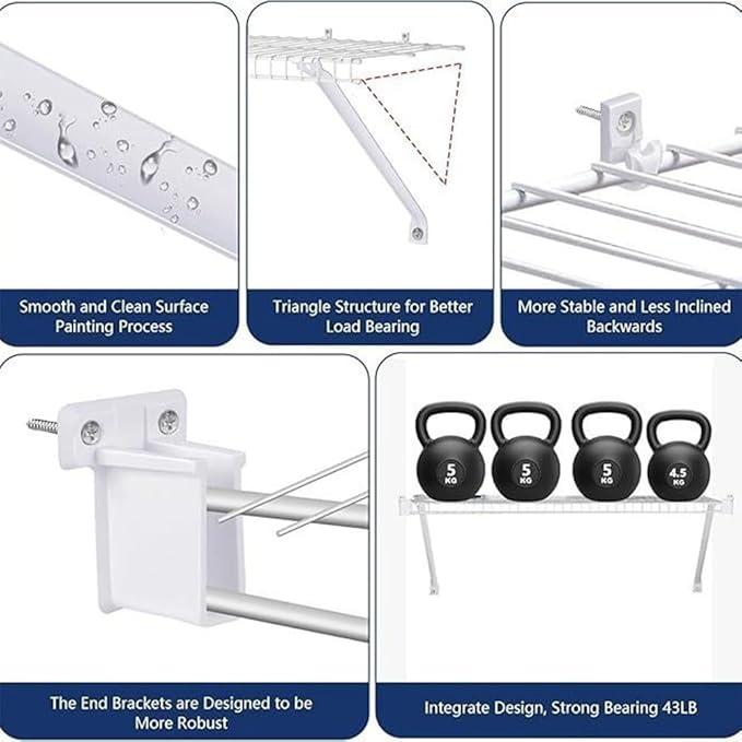 HeavyDuty 3Pcs Wire Shelf Brackets Kit For 12 Inch Shelving Systems Supporting 55LB Load Capacity Includes Hardware For Closet And Garage Use