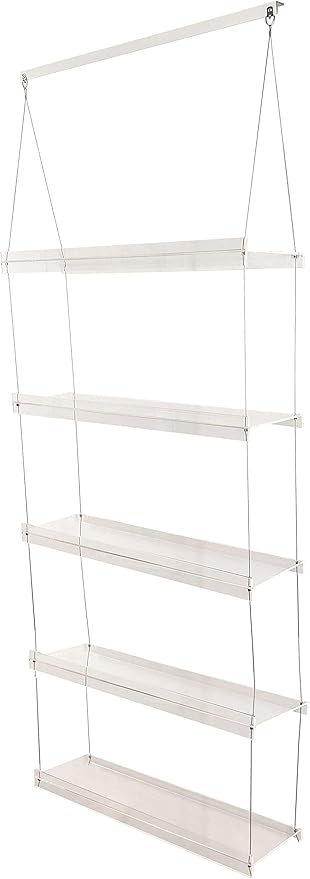 Hanging Acrylic Shelves for Windows (28" Wide, 5 Shelves - 66" Tall)