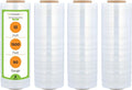 PSBM Stretch Wrap, 8 Pack, 12 Inch x 1500 Feet, 90 Gauge, Clear Plastic Cling, Cast Hand Stretch Film Rolls for Packaging Moving Packing Pallets
