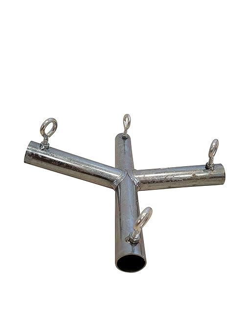 3/4" Canopy Frame Connector Fittings with Eyebolts (Receives 3/4" Diameter Pipe) (4-Way Center Top Angle) 102 Degree Low Peak