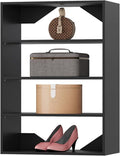 Short Tower Closet Unit, Modular Closet System, Wood Closet System Organizer with Storage for Walk In Closets, Clothing Rack Wardrobe for Hanging Clothes, Bedroom, Black, 25.5"W