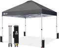 CROWN SHADES 10x10 Pop Up Canopy - Beach Tent with One Push Setup - Easy Outdoor Sun Shade Shelter for Events, Parties - Gazebo with STO-N-Go Cover Bag, Silver Coated Top, Grid Grey