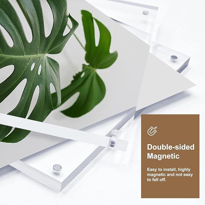 Egofine A4 Acrylic Frames 2 Pack, 20mm Thicker Frameless Clear Picture Frames, Double Sided Magnetic Picture Frames, Free Standing Desktop Display