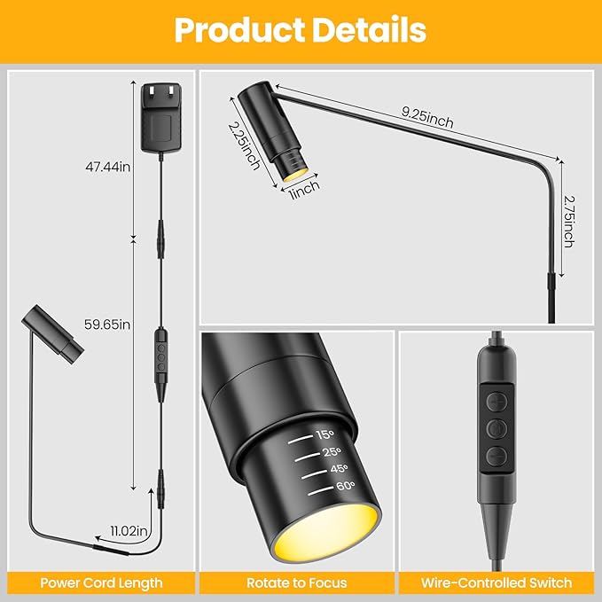 2 Pack Zoomable Picture Light Spotlight,Plug in LED Picture Lights for Wall 3000K Photo Frame Light with Remote Control Art Lighting for Paintings Black Mini Accent Spotlights for Gallery