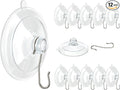 VIS'V Suction Cup Hooks, 1.77 Inch Small Window Suction Cups with Metal Hooks, Removable and Reusable, Clear, 12 Pcs