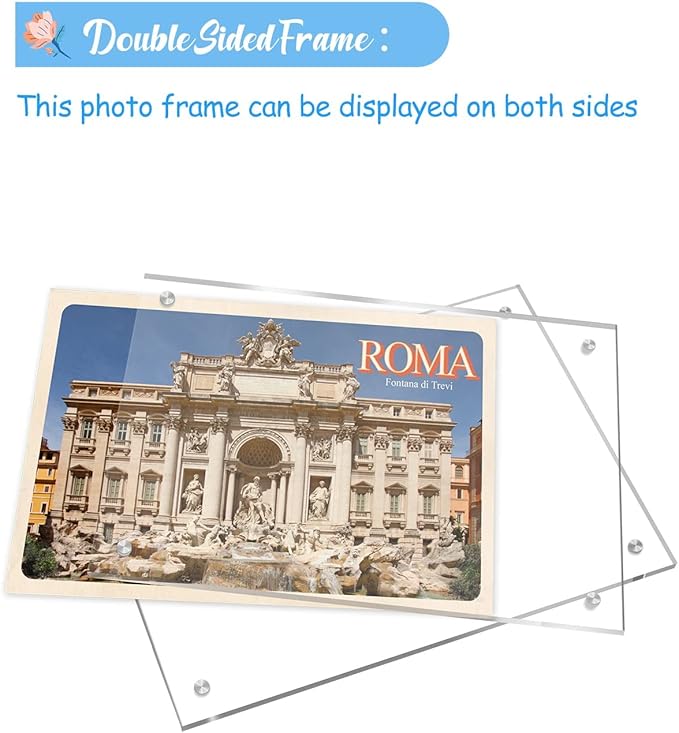 10 Pack Acrylic Picture Frame 4×6 Clear Double Sided Magnetic Photo Frame - Frameless Baby Friend Family Picture Desktop Display with Support Stand and Gift Boxes