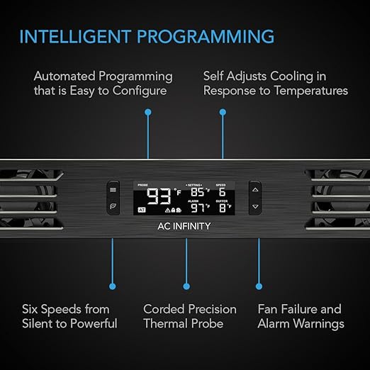 AC Infinity CLOUDPLATE T1-N, Rack Mount Fan Panel 1U, Intake Airflow, for Cooling AV, Home Theater, Network 19” Racks