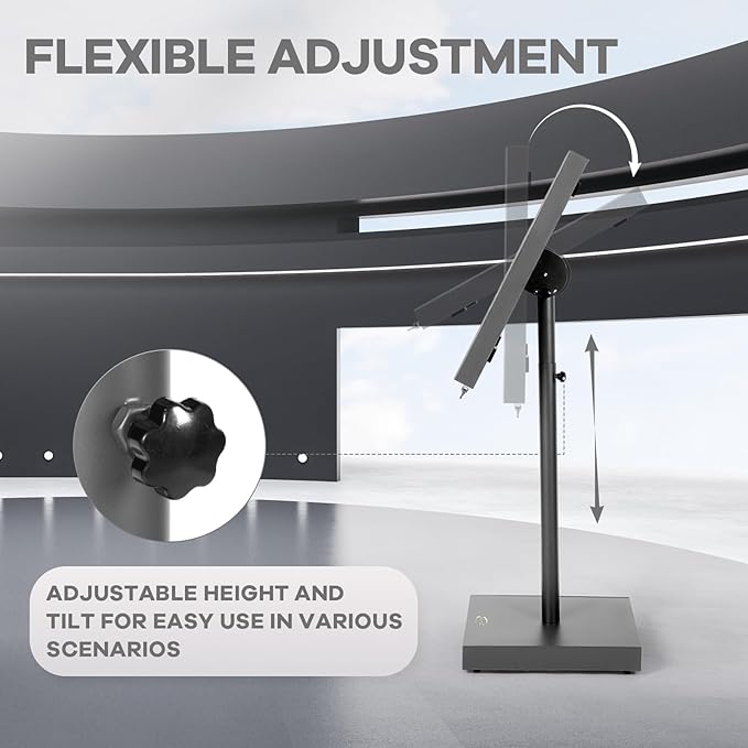 Vaste Large Steel Menu Displays Adjustable Floor Standing Holder Advertising Display with Cover Heavy-duty Base LED Lights Locks for Shopping malls restaurants conferences exhibitions（Black）