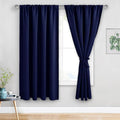 JIUZHEN Blackout Curtains for Bedroom - Thermal Insulated Room Darkening Noise Reducing, 52 x 63 Inch Length Curtains for Living Room, Set of 2 Panels with Tiebacks, Navy Blue