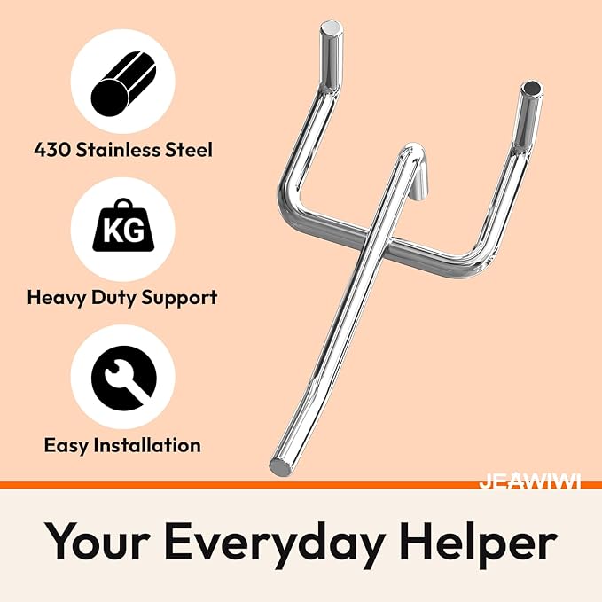50 Pack 2 Inch Metal Pegboard Hooks, Fit 1/4 in and 1/8 in Peg Board Organizer Accessories, for Hanging Storage, Garages, Tool Sheds, Basements