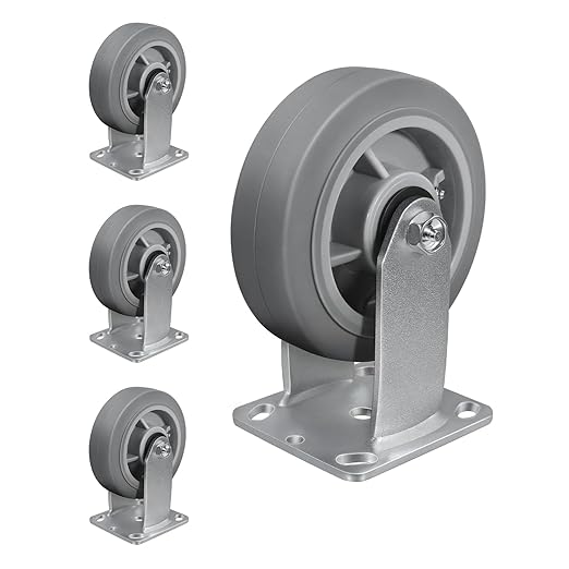 6'' × 2'' Caster Wheels, Heavy Duty Industrial Casters Set of 4 Rubber Wheels, Load 3600lbs Capacity, Casters for Cart Dolly Toolbox Trolley (4 Rigid)