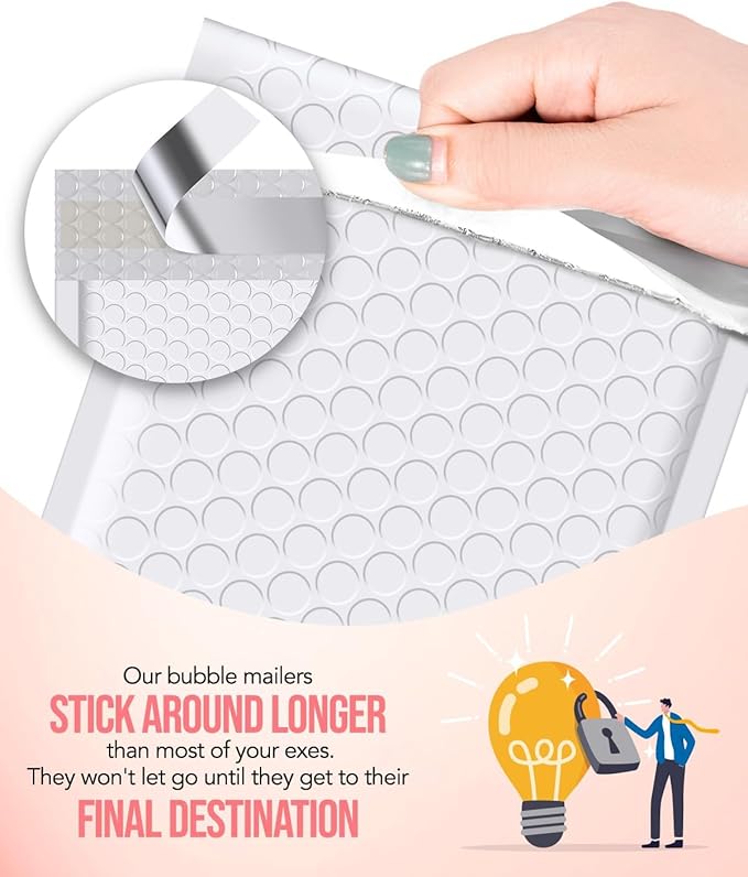 GSSUSA White Bubble Mailers 6X10 Inches 500 Pack, Padded Poly Bubble Mailer, Small Padded Envelopes Strong Adhesion Bubble Envelopes,Self-Seal Mailing Envelopes for Small Business,Package Supplies
