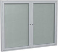 Ghent 36"x48" 2-Door Outdoor Enclosed Vinyl Bulletin Board, Shatter Resistant, with Lock, Satin Aluminum Frame - Silver (PA23648VX-193), Made in The USA