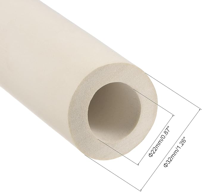 uxcell Foam Tubing for Handle Grip Support, 22mm ID 32mm OD 1m Length White