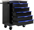 5-Drawer Heavy-Duty Rolling Steel Tool Cart with Handle&Wheels, Metal Storage Organizer Cabinet, Tool Chest for Efficient Tool Storage in Garage, Warehouse, Workshop, Repair Shop, Blue