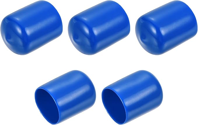 uxcell 5pcs Rubber End Caps 21mm ID Vinyl Round Tube Bolt Cap Cover Screw Thread Protectors Blue