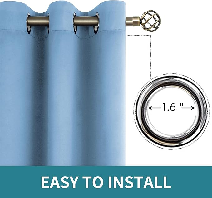 BGment Room Darkening Curtains 84 Inches Long - Grommet Thermal Insulated Drapes Window Treatment Curtains for Bedroom, 2 Panels, 52 x 84 Inch, Sky Blue