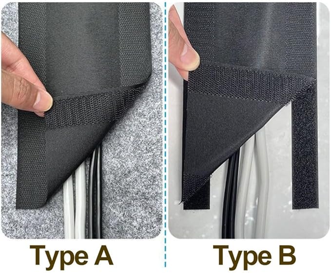 Floor Cable Cover Protector 3 Meters Wire Management System for Office Carpet Polyester Cord Organizer Black(Type B)