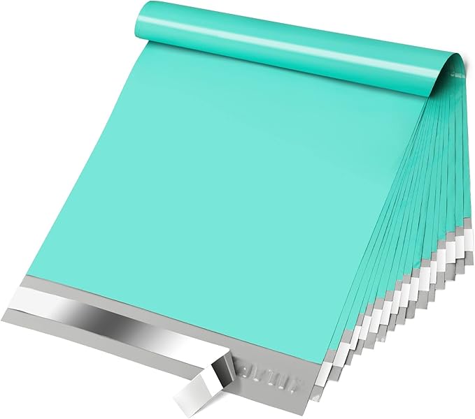 Fuxury Poly Mailers 10x13 100 Pcs Teal Shipping Envelopes, Self-Sealing Envelopes, Boutique Custom Bags, Enhanced Durability Multipurpose Envelope, Keep Items Safe & Protected