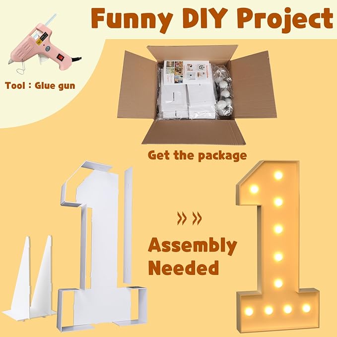 imprsv 4FT Marquee Numbers, Light Up Numbers 4 for 40th Birthday Decorations, Marquee Light up Letters Anniversary Party Decor, Pre-Cut Foam Board Kit