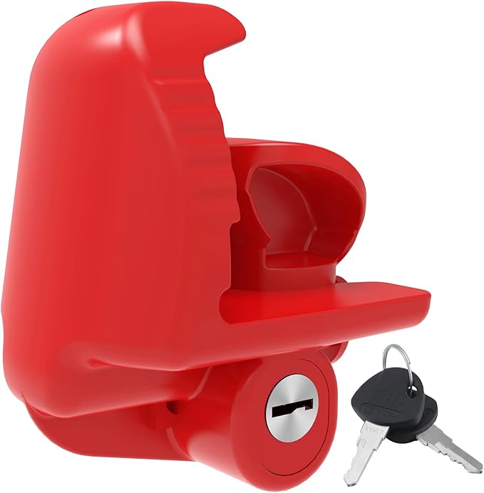 ROMON Red Trailer Hitch Locks with Keys, Universal Size Fit 1-7/8", 2", and 2-5/16" Coupler, Adjustable Heavy Duty Steel Trailer Tongue Lock for Boat, Trailers and RV, Anti-Theft Hitches, 1 Pack