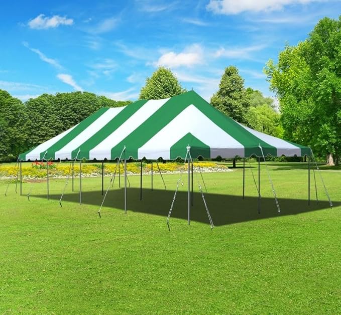 TentandTable 20' x 40' Premium Canopy Tent, Green/White, Outdoor Pole Tent, 80-160 Person Capacity for Parties, Weddings, Events, Commercial and Residential Use, Large Heavy Duty Vinyl Canopy Tents