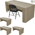 HolidayIdeas Open Back Fitted Tableclothss for 8 Foot Rectangle Table, Wrinkle Resistant Washable Table Covers 96x30 Inch for Craft Fairs, Banquets, Trade Show Display, Taupe,4 Pcs