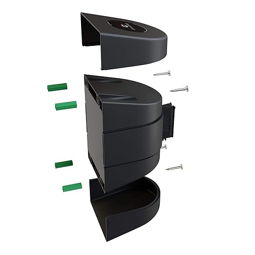 Crowd Control Warehouse - CCW Series WMB-220 Fixed Wall Mount Retractable Belt Barrier - 15 Foot, Black Belt with Black ABS Case, Crowd Control Barriers
