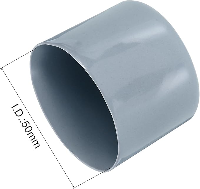 uxcell 4pcs Rubber End Caps 50mm ID Vinyl Round Tube Bolt Cap Cover Screw Thread Protectors Grey, 40mm Height