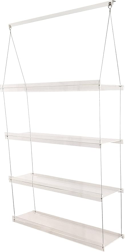 Hanging Acrylic Shelves for Windows (34" Wide, 4 Shelves - 55" Tall)