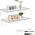 12 Inches Acrylic Wall Shelves 2 Pack, Floating Shelf for Wall Mounting, Acrylic Display Ledges for Funko Pop Figures, Home Décor, Living Room, Gaming Room, Plants(12 inch, Clear)