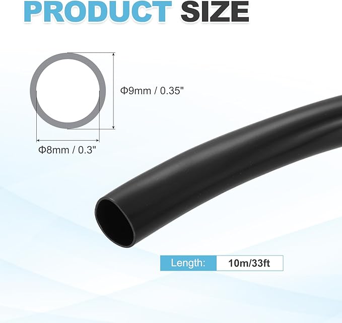 MECCANIXITY 10m PVC Cable Sleeve Tubing, 8mm PVC Tube Black Cord Organizer Wire Shielding Sheathing Wrap