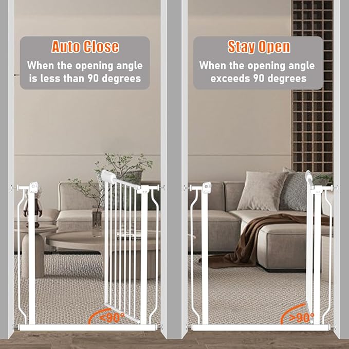 Fairy Baby Extra Wide Baby Gates 53-57.5 inch, Auto Close Child Safety Gates for Stairs Banister Doorways Hallway,Indoor Safety Child Gates for Kids or Pets